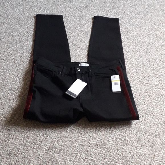 New Skinny Velvet Side Stripe Mid Rise Ankle Jean. - Picture 4 of 8